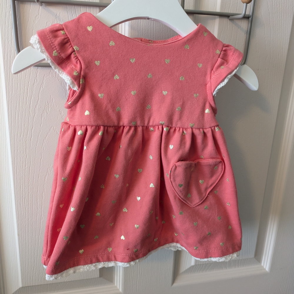 Isaac Mizrahi Pink Dress with Gold Heart Accents and Lace